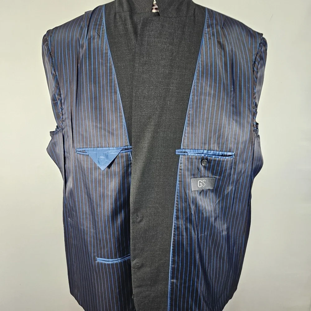 GS Perfect Fit Men's Sport Coat Two Button CH Gry Poly Wool Blend Sz 52PRG